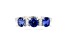 Blue Sapphire and Moissanite 3-Stone RingRhodium Over Sterling Silver Round Lab Created