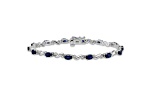 Rhodium Over 14k White Gold Diamond and Sapphire Bracelet