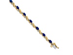 14k Yellow Gold and 14k White Gold with Rhodium Over 14k Yellow Gold Diamond and Sapphire Bracelet
