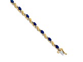 14k Yellow Gold and 14k White Gold with Rhodium Over 14k Yellow Gold Diamond and Sapphire Bracelet