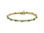 14k Yellow Gold and 14k White Gold with Rhodium Over 14k Yellow Gold Diamond and Emerald Bracelet