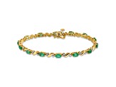 14k Yellow Gold and 14k White Gold with Rhodium Over 14k Yellow Gold Diamond and Emerald Bracelet