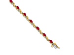 14k Yellow Gold and 14k White Gold with Rhodium Over 14k Yellow Gold Diamond and Ruby Bracelet
