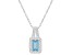 6x4mm Emerald Cut Aquamarine 1/8 ctw Diamond Rhodium Over Sterling Silver Halo Pendant with Chain