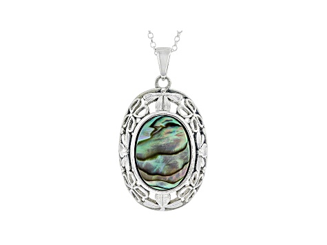 Abalone Shell  Sterling Silver Shamrock Pendant With Chain