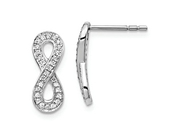 Picture of Rhodium Over 14k White Gold Diamond Infinity Stud Earrings