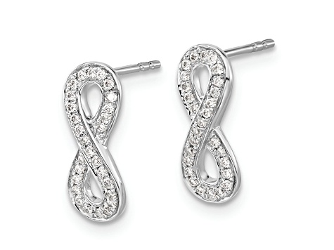 Rhodium Over 14k White Gold Diamond Infinity Stud Earrings