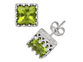 Green Peridot Sterling Silver Stud Earrings 2.20ctw