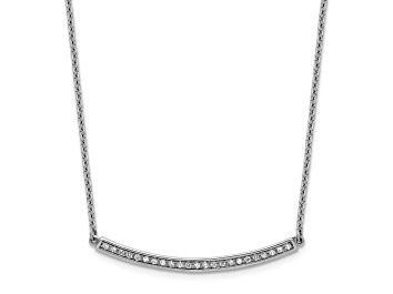 Picture of Rhodium Over 14K White Gold Diamond Curved Bar 16 Inch with 2 Inch Extension Necklace