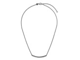 Rhodium Over 14K White Gold Diamond Curved Bar 16 Inch with 2 Inch Extension Necklace