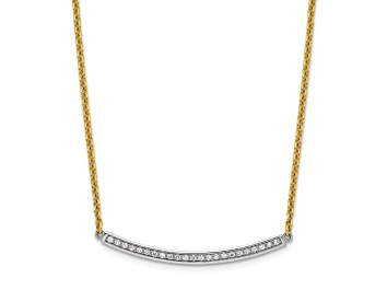 Picture of 14K Yellow Gold Diamond Curved Bar 16 Inch with 2 Inch Extension Necklace