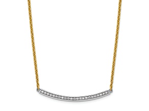 14K Yellow Gold Diamond Curved Bar 16 Inch with 2 Inch Extension Necklace