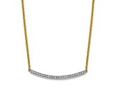 14K Yellow Gold Diamond Curved Bar 16 Inch with 2 Inch Extension Necklace