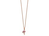 14K Rose Gold Over Sterling Silver Lab Created Ruby/Black Spinel/Cubic Zirconia Flamingo Necklace