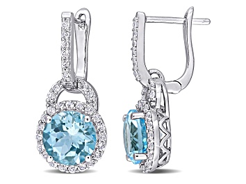 Picture of 5.63ctw White Topaz and Sky Blue Topaz Earrings in Sterling Silver