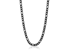 Invicta Jewelry Men's Polished Black Steel Figaro Chain Necklace (8mm) - 24"