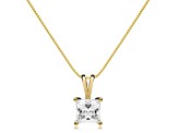 White Cubic Zirconia 14k Yellow Gold Pendant With Chain 1.00ctw