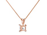 White Cubic Zirconia 14k Rose Gold Pendant With Chain 1.00ctw