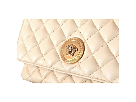 一流の品質 Versace La Shoulder Large Leather Lamb Quilted Beige Medusa 靴
