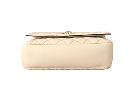 Versace La Medusa Beige Quilted Lamb Leather Large Shoulder