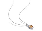 Citrine and Diamond Accent Sterling Silver Heart Twist Pendant with Chain 1.63ctw