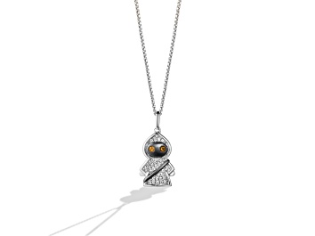 Picture of Star Wars™ Fine Jewelry Jawa™ White Diamond & Citrine Rhodium Over Sterling Silver Pendant 0.14ctw