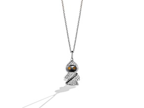 Star Wars™ Fine Jewelry Jawa™ White Diamond & Citrine Rhodium Over Sterling Silver Pendant 0.14ctw