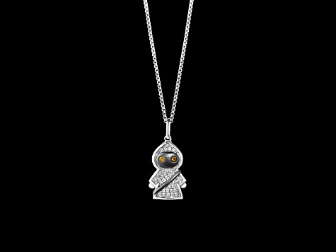 Star Wars™ Fine Jewelry Jawa™ White Diamond & Citrine Rhodium Over Sterling Silver Pendant 0.14ctw