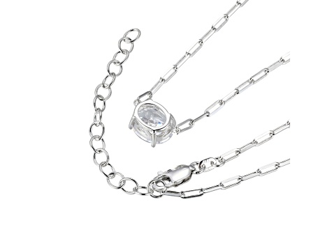 White Cubic Zirconia Rhodium Over Sterling Silver Paperclip Necklace 4.0ctw