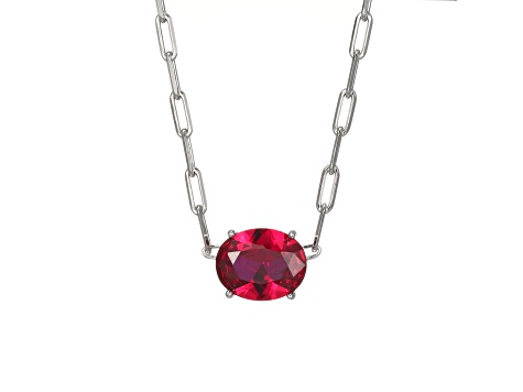 Red Lab Created Ruby Rhodium Over Sterling Silver Paperclip Necklace  2.60ctw - 1D4NPB | JTV.com