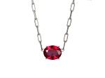 Red Lab Created Ruby Rhodium Over Sterling Silver Paperclip Necklace 2.60ctw