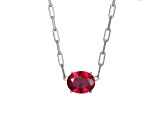 Red Lab Created Ruby Rhodium Over Sterling Silver Paperclip Necklace 2.60ctw