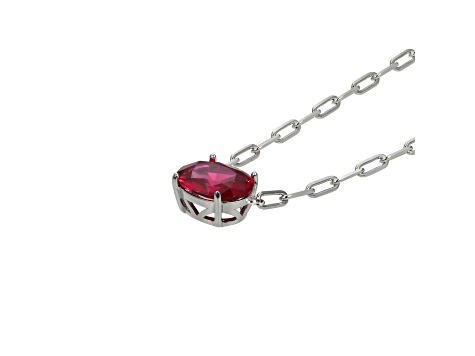 Red Lab Created Ruby Rhodium Over Sterling Silver Paperclip Necklace 2.60ctw