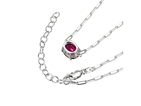 Red Lab Created Ruby Rhodium Over Sterling Silver Paperclip Necklace 2.60ctw