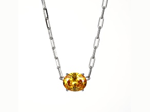 Yellow Cubic Zirconia Rhodium Over Sterling Silver Paperclip Necklace 4.08ctw