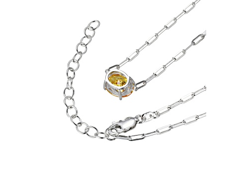 Yellow Cubic Zirconia Rhodium Over Sterling Silver Paperclip Necklace 4.08ctw