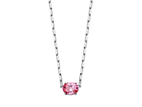 Pink Cubic Zirconia Rhodium Over Sterling Silver Paperclip Necklace 4.08ctw