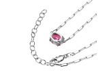 Pink Cubic Zirconia Rhodium Over Sterling Silver Paperclip Necklace 4.08ctw