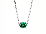 Green Cubic Zirconia Rhodium Over Sterling Silver Paperclip Necklace 3.67ctw