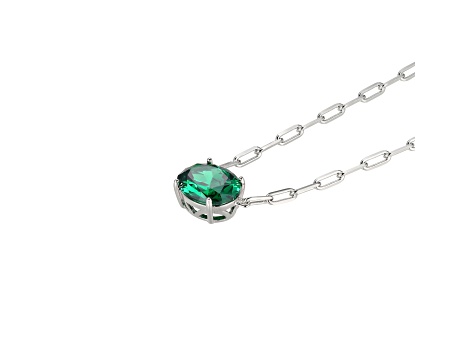 Green Cubic Zirconia Rhodium Over Sterling Silver Paperclip Necklace 3.67ctw