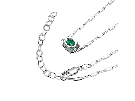 Green Cubic Zirconia Rhodium Over Sterling Silver Paperclip Necklace 3.67ctw