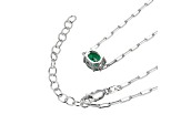 Green Cubic Zirconia Rhodium Over Sterling Silver Paperclip Necklace 3.67ctw