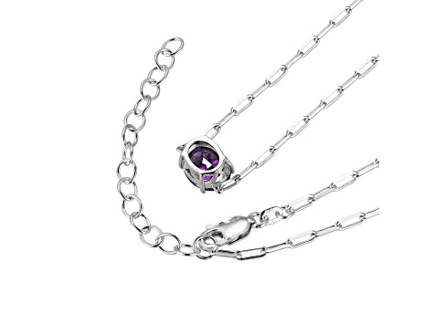 Purple Cubic Zirconia Rhodium Over Sterling Silver Paperclip Necklace 4.03ctw