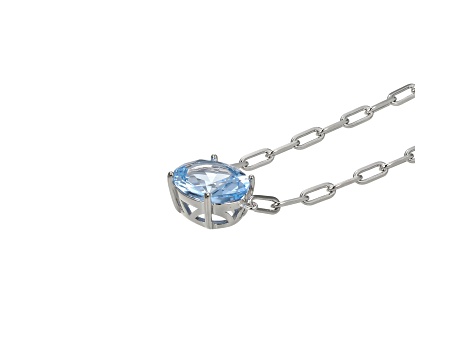 Light Blue Lab Created Spinel Rhodium Over Sterling Silver Paperclip Necklace 2.12ctw