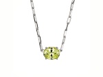 Green Cubic Zirconia Rhodium Over Sterling Silver Paperclip Necklace 3.26ctw