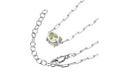 Green Cubic Zirconia Rhodium Over Sterling Silver Paperclip Necklace 3.26ctw
