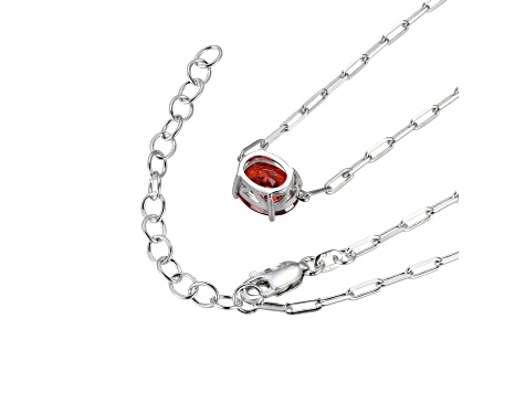 Red Cubic Zirconia Rhodium Over Sterling Silver Paperclip Necklace 4.00ctw