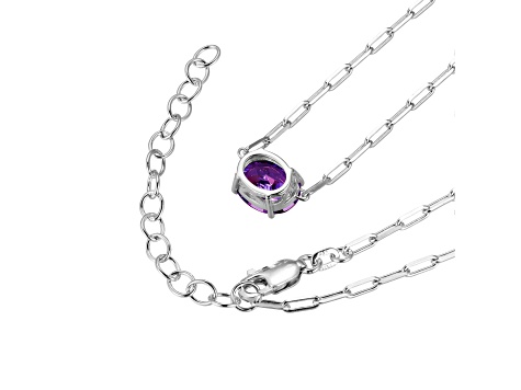 Lab Created Sapphire Rhodium Over Sterling Silver Paperclip Necklace 2.35ctw