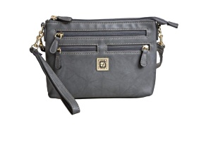 Stone Mountain Crunch Leather E/W 4 In 1 Convertible Crossbody in Gray