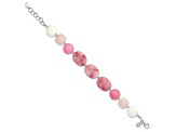 Sterling Silver Pink Agate/Pink/Jade/Rose Quartz/Crystal Bracelet